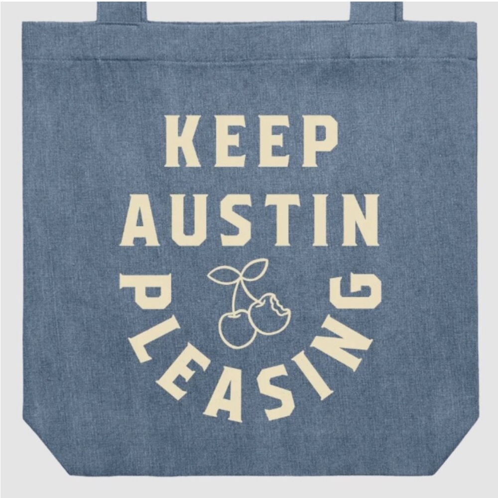 Pleasing Saloon Austin Pop Up Keep Austin Pleasing Tote Bag Blue